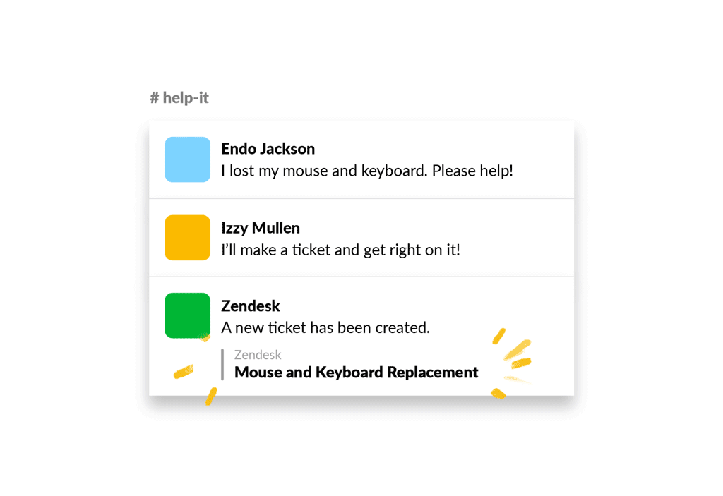An image of a new Zendesk ticket being created in Slack with the Zendesk app